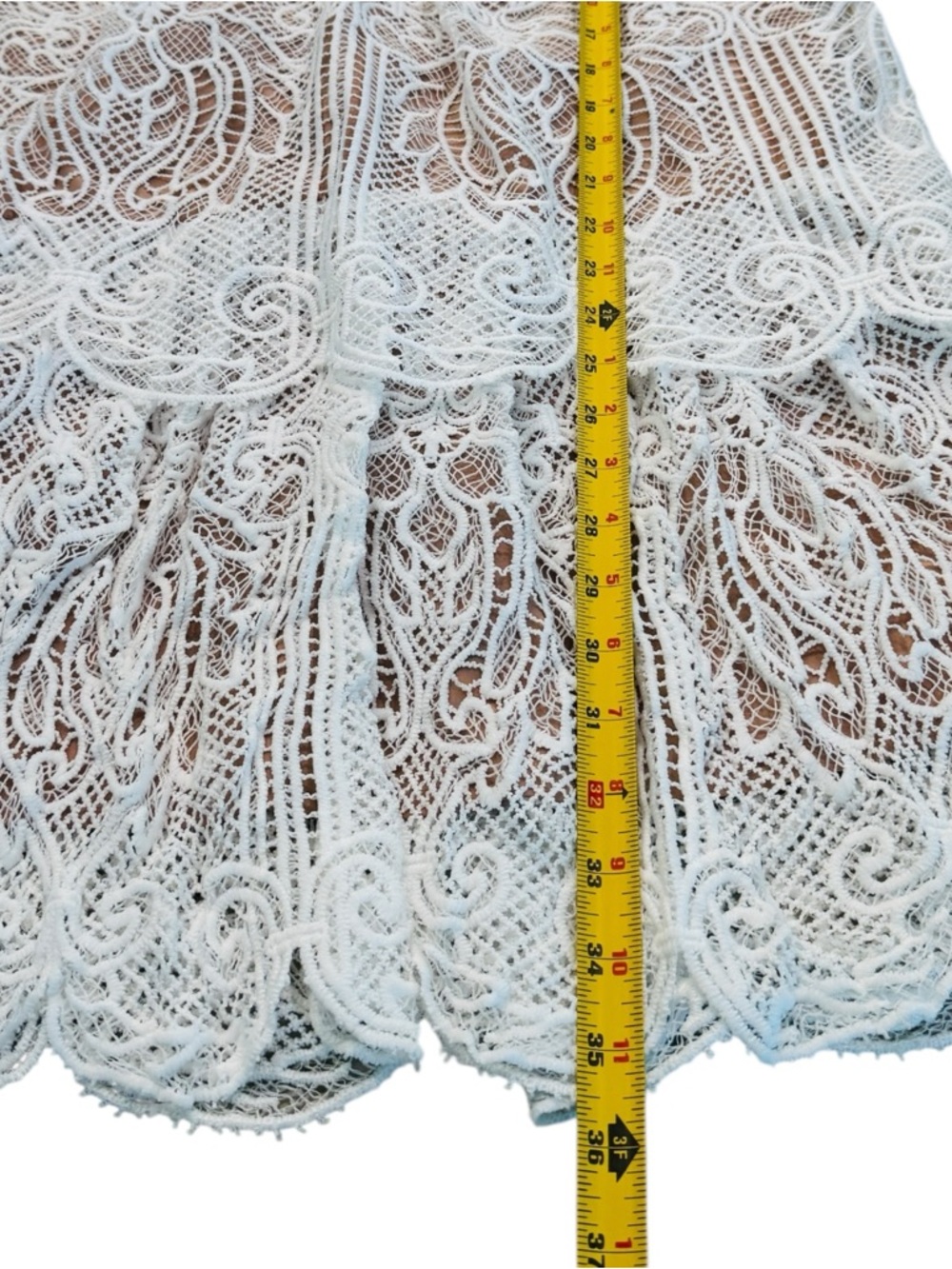 Sugar Lips Anthropologie Melissa Royal Lace Overlay Dress Ivory / Nude - Small - Picture 9 of 9